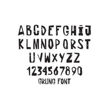 A set of grunge simple letters and numbers Stock Illustration