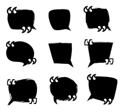 Set of grunge speech bubbles with quotation marks, quote concept Stock Illustration