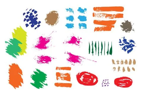 Set of grunge spots design elements color vector illustration Stock Illustration