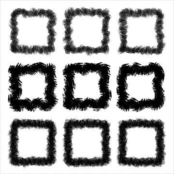 Set of grunge square. black square shape borders. rectangular shapes. Stock Illustration