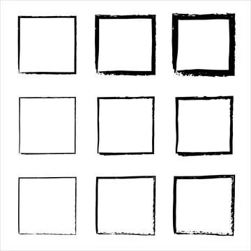 Set of grunge square. borders set. Set of design elements. Illustrazione stock