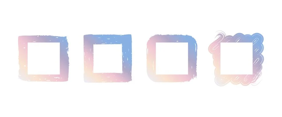 Set of grunge square frames and borders for graphic design. Textured gradient Stock Illustration