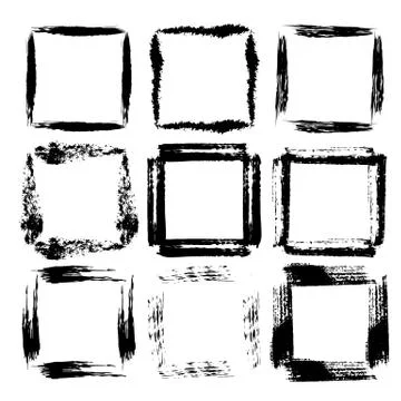 Set of grunge square frames. Collection of empy borders. Vector illustration. Stockillustratie