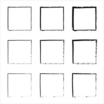 Set of grunge square. Handdrawn square frame. Set of design elements. Stock Illustration