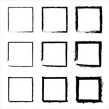 Set of grunge square. Handdrawn square frame. Set of design elements. Stock Illustration