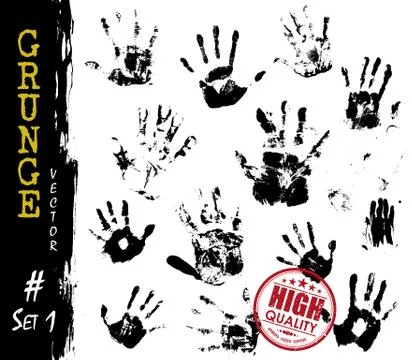 Set of Grunge style handprints . Elements vector . 스톡 일러스트