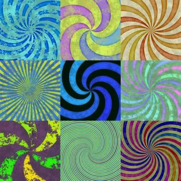 Set of grunge swirl generated textures Stock Illustration