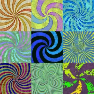 Set of grunge swirl generated textures Stock Illustration