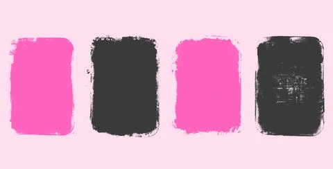 Set of grunge text boxes. Callout rectangles shapes. Linocut rolled ink black 스톡 일러스트