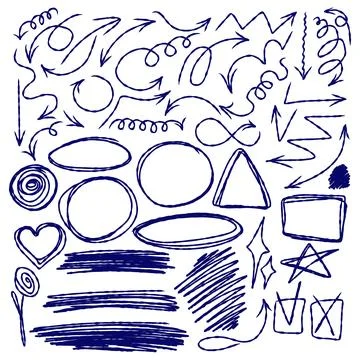 Set of grunge texture hand drawn elements, imprint, paint, ink, brushstrokes Stock Illustration