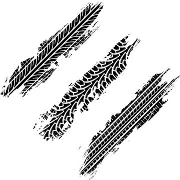 Set Grunge Tire Tracks Stock Illustration