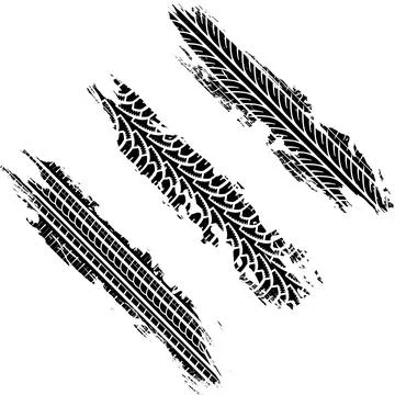 Set Grunge Tire Tracks Stock Illustration