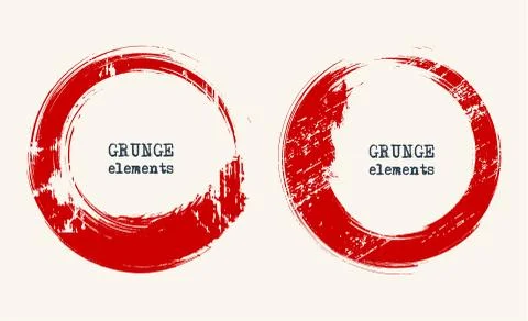 Set of grunge vector round and circle. Grunge background. Stock Illustration