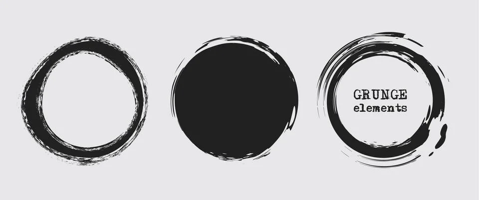 Set of grunge vector round and circle. Grunge background. Stock Illustration