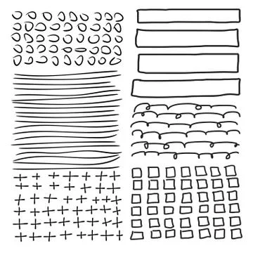 Set of grunge vector shapes. Abstract painted brush strokes, frames. Design Stock Illustration