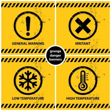 Set of grunge warning banners Stock Illustration
