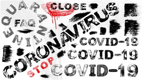 Set of grunge words of coronavirus theme, vector EPS10 Stock Illustration