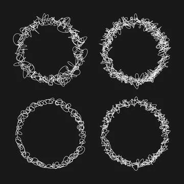 Set of grungy round scribble circles with chalkboard effect Stock-Illustration