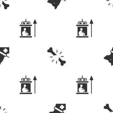 Set Guide dog, Human broken bone and Elevator for disabled on seamless pattern Stockillustratie