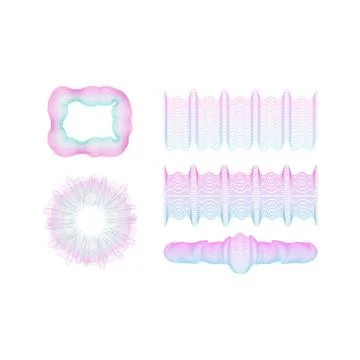 Set of guilloche decorative elements for certificate イラスト素材