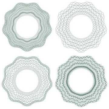 A set of guilloche elements. 库存插图