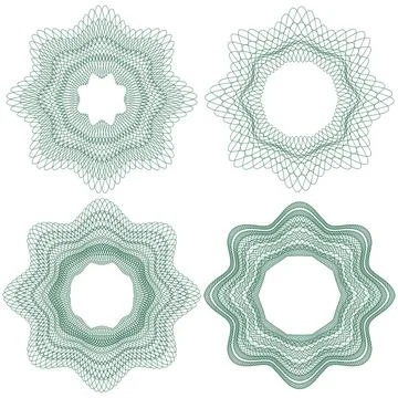 A set of guilloche elements. Watermark patterns. イラスト素材