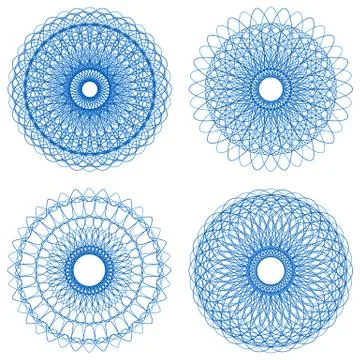 Set of guilloche rosettes Stock Illustration