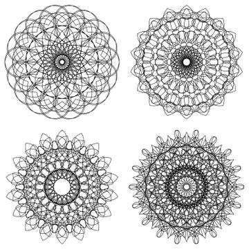 Set of guilloche rosettes Stock Illustration