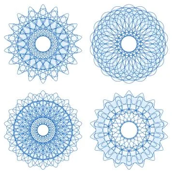 Set of guilloche rosettes Stock Illustration