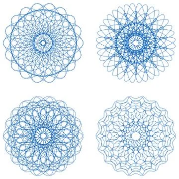 Set of guilloche rosettes Illustrazione stock