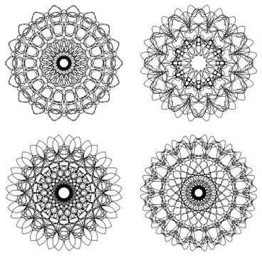 Set of guilloche rosettes Stock Illustration