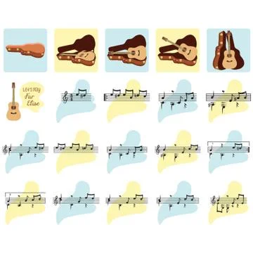 Set Of Guitar And Musical Notes Illustrazione stock
