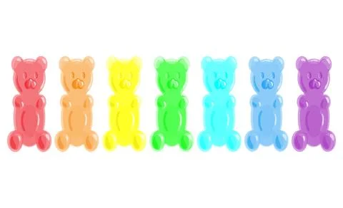 A set of gummy bears in different colors. White background. Stock Illustration