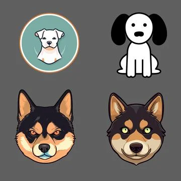Set of gummy dog face vector illustration Stock Illustration