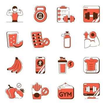 Set of Gym Flat Icons Stock Illustration