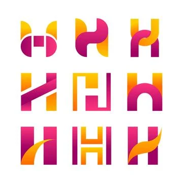 Set of H Letter Logo Set Collection Gradient Modern Alphabet Logo Vector Si.. Stock Illustration