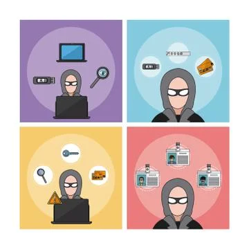 Set of hacker icons イラスト素材
