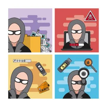 Set of hacker icons イラスト素材