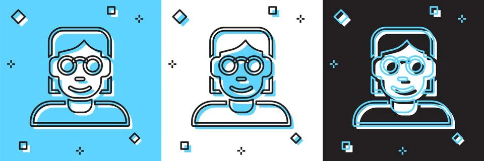 Set Hacker or coder icon isolated on blue and white, black background Illustrazione stock