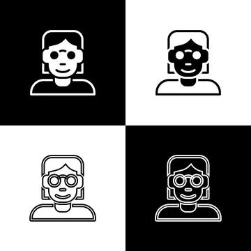 Set Hacker or coder icon isolated on black and white background. Programmer Illustrazione stock