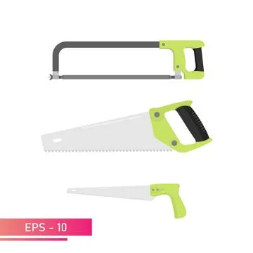 A set of hacksaws for the carpenter. Hacksaw for metal and wood. Tools for Stock Illustration