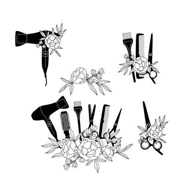 A set of hair salon emblems Stock Illustration