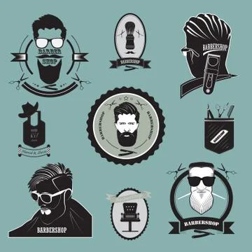 A set of hairdressing logos Stock Illustration