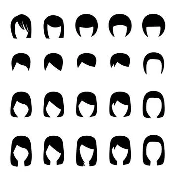 Set of hairstyle silhouette, vector Stock Illustration