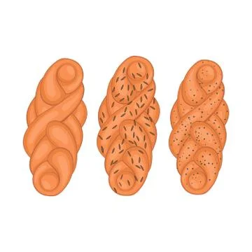 Set of hala on white background. Bakery concept. Vector illustration of braided Stock Illustration