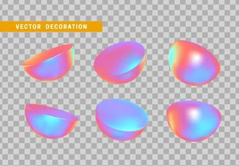 Set Half round sphere volumetric ball. 3d holographic Geometric Shapes Object Stockillustratie