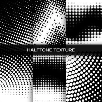 Set of halftone background. Collection of six halftone cover. Black and white Stock Illustration