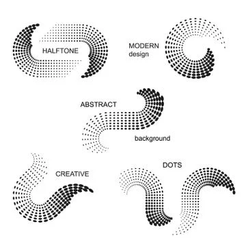 Set of halftone dots elements. Stock Illustration