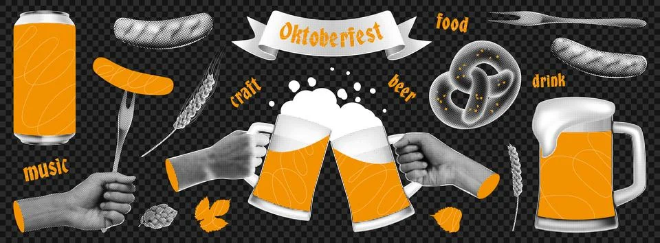Set of halftone elements for Oktoberfest Stock Illustration