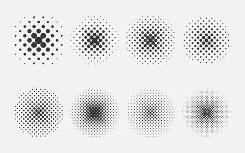 Set of halftone pattern for comics. Design elements isolated on white. Vector 스톡 일러스트